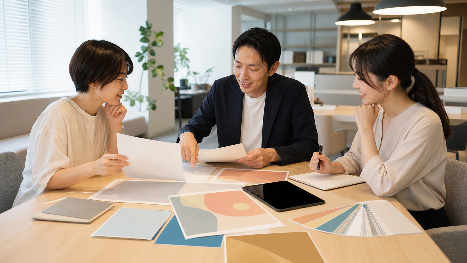 イベントの告知物を検討している打ち合わせ