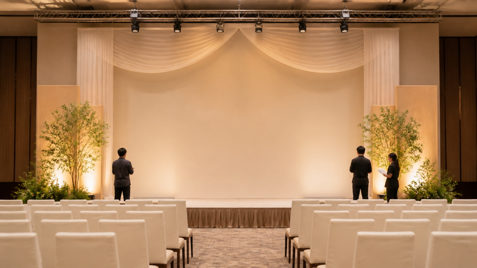 ステージ背面を装飾したイベント会場