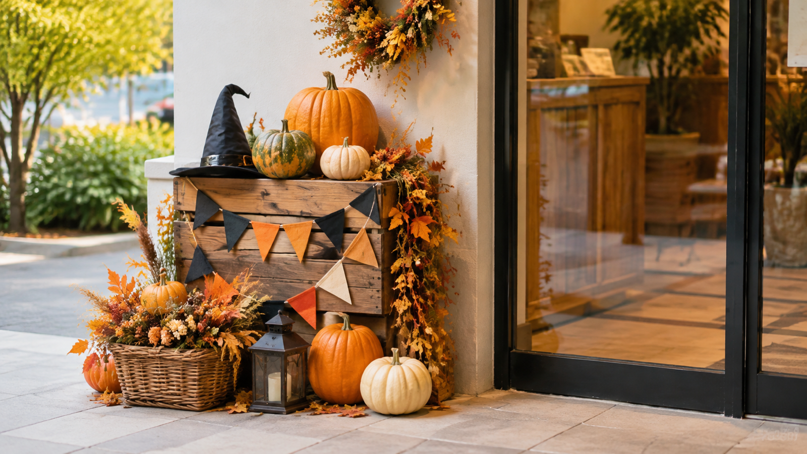 店頭に設けた小さなハロウィンのフォトスポット