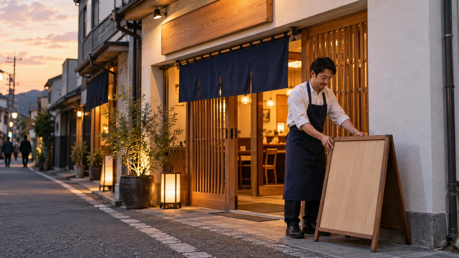 居酒屋・ラーメン屋・パン屋の看板｜距離と時間帯で決める組み合わせ